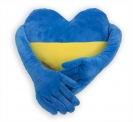 Текстильний сувенір Серце жовто - блакитне з ручками, 36*30 см