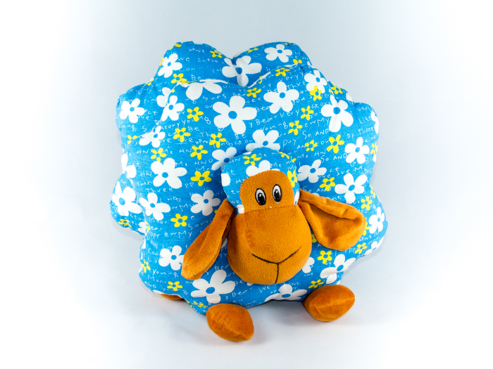 Подушка-іграшка Вівця в квітці блакитна
