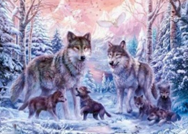 Big family. Set with rhinestones on a stretcher, 30*40 cm