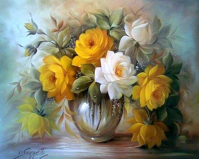 Exquisite bouquet, 30*40 cm. Set for creativity with rhinestones on a stretcher