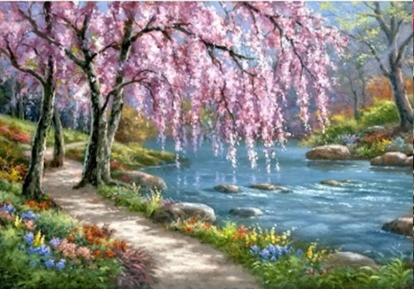 Spring inspiration, 50*40cm. Set with rhinestones (canvas+holder)