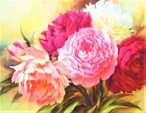 A set for creativity with rhinestones on cardboard 5D Peonies 21 * 25 cm