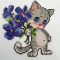 A set for creativity with rhinestones (sticker) Cat with a bunch of 20 * 20 cm