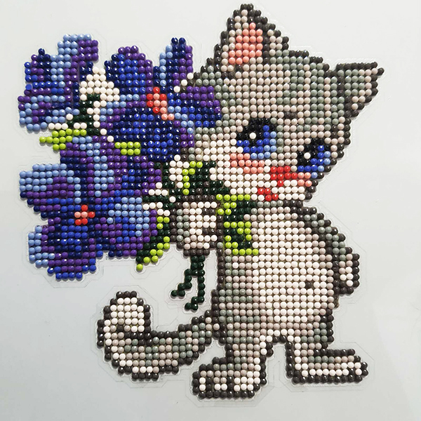 A set for creativity with rhinestones (sticker) Cat with a bunch of 20 * 20 cm