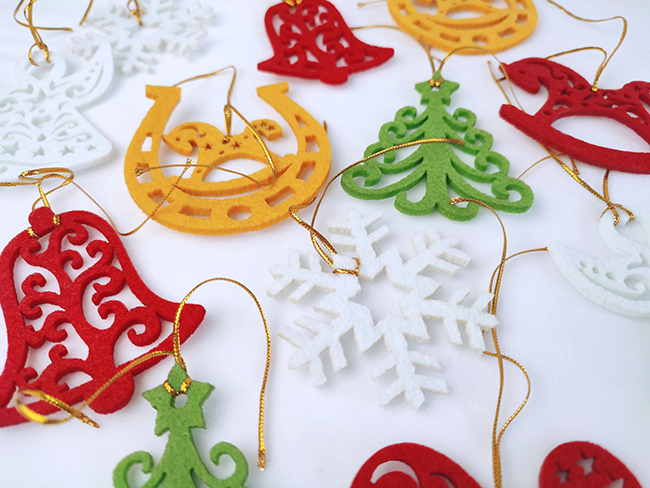 Set of decorative felt ornaments Mix, 12 pcs per pack