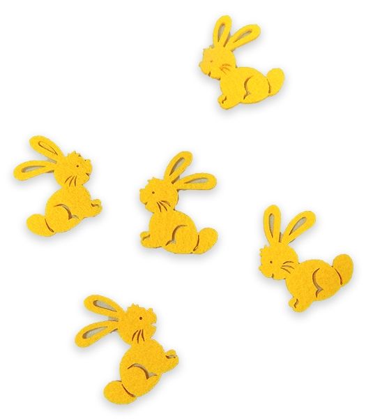 Decor from felt Rabbit, 5 cm, yellow, 30 pcs in yup