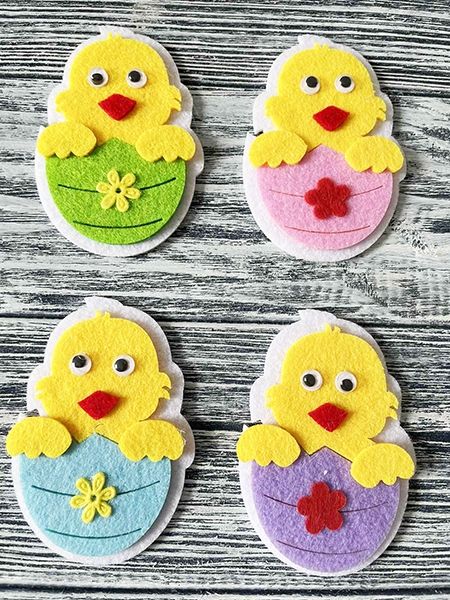 Decorative item made of felt Easter chicken, 8.5 cm, mix of colors, 20 pcs / pack