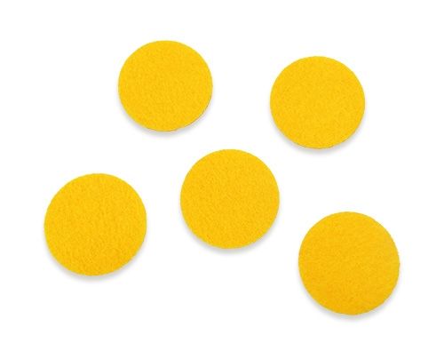 Decor from felt Circle, 4 cm / 2mm, yellow, 100 pcs per pack.