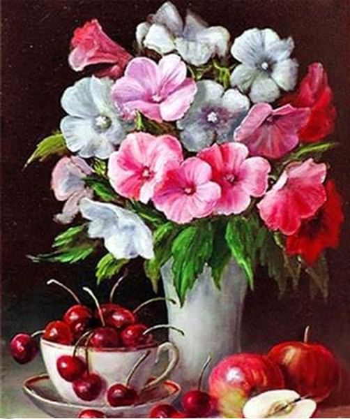 Summer still life 21 * 25cm. Set for creativity with rhinestones on cardboard