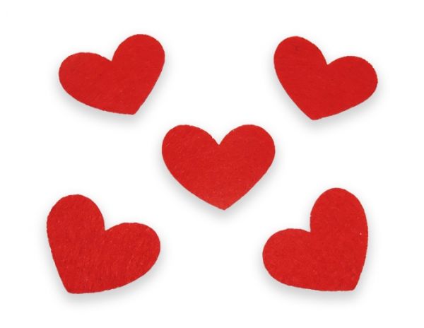 Decor from felt Heart, 4,5 cm, red, 50 pcs in pack