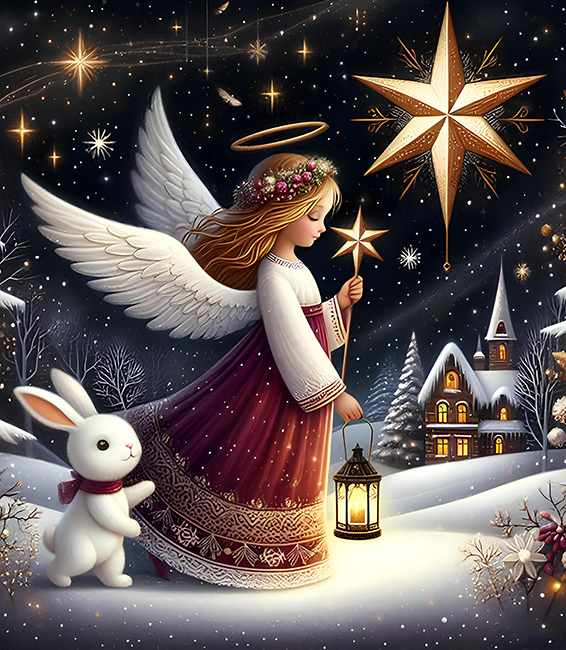 A Christmas story. 23*30 cm, 5D. A set with rhinestones on a stretcher