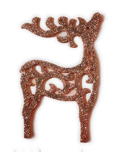 Decorative product with a glitter Deer, 7.5 cm, brown, 30 pcs. (sticker)