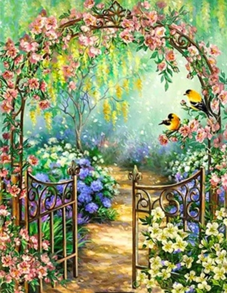 Summer kindergarten. 40*50 cm. Set for creativity with rhinestones on canvas