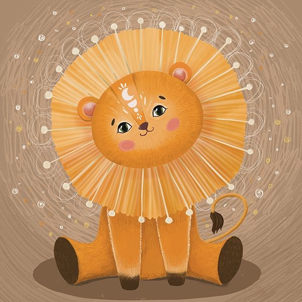 Lion cub-sunny, 20*20 cm. Set for creativity with rhinestones on a stretcher, Hud. Olena Seaver