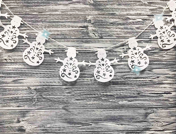 Decorative item Garland Snowman, 2 m, white / U