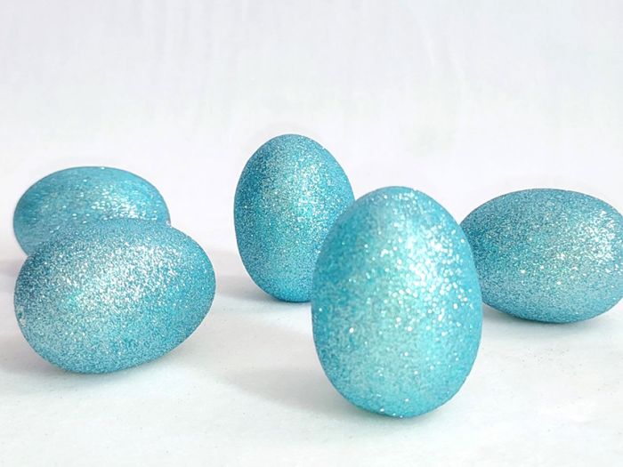 Decorative item Glitter Egg, blue, 7 cm
