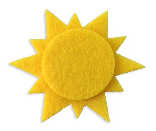 Decorative product made of felt "Sun", 6 cm, 30 pcs per pack.