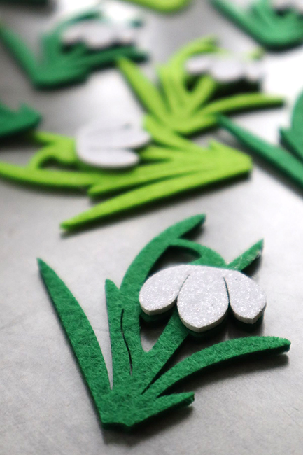 Decorative product made of felt Snowdrop 8 cm, (4 pcs per pack) / U