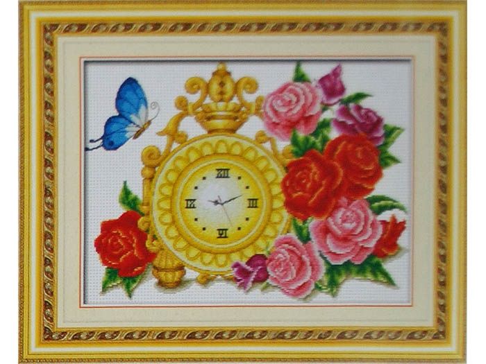 Набір для вишив. "Годинник "Метелик і троянди" 56*44см (70078)