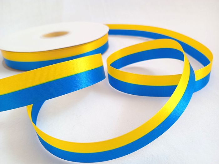 Стрічка поліестр."Прапор України", ширина 10 мм; 100 ярдів в рул.