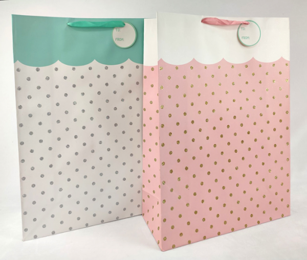 Пакет 40*50*18 см паперовий "Пастельні горохи" 12шт в пак