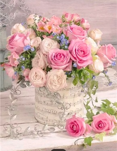 Music of flowers 40 * 50 cm. Set for creativity with rhinestones on canvas