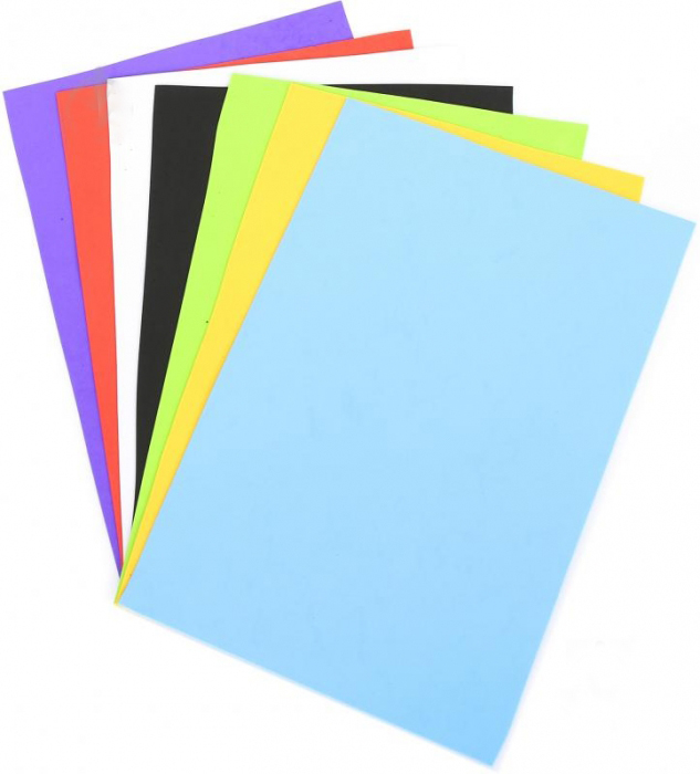 Set of polymeric material EVA (foamiran) 0.8-1.0 mm, 7 pcs. in pack.