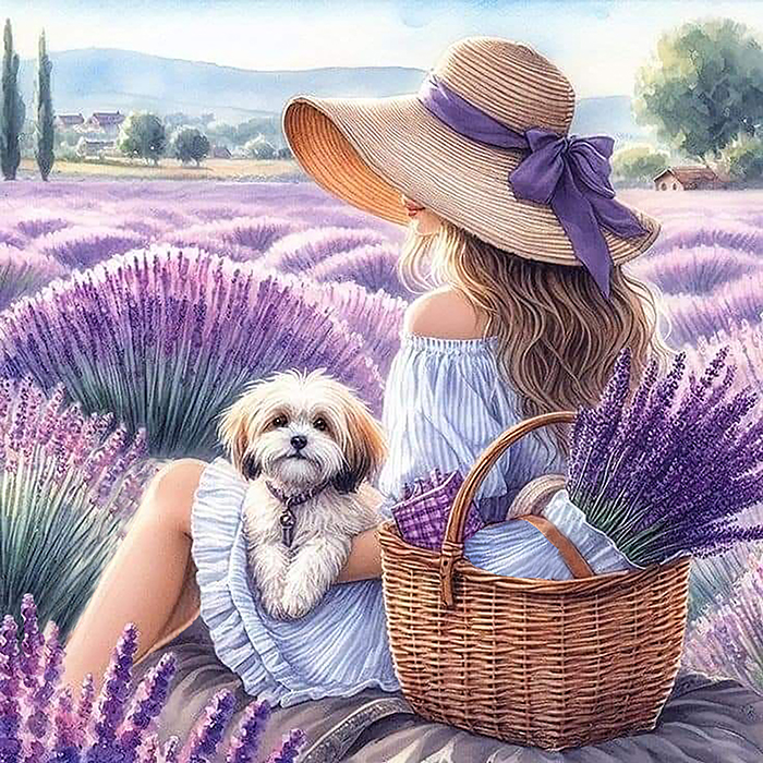Lavender Dreams, 30*30 cm. Set with rhinestones on a stretcher