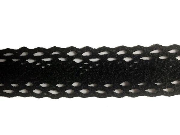 Cotton black lace; width 4 cm; 182.8 m per roll.