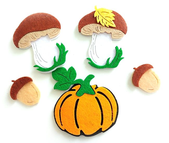 Decorative product from felt Autumn, 5 pcs in a pack.