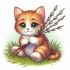 Cats, 11*10 cm. Set with rhinestones sticker