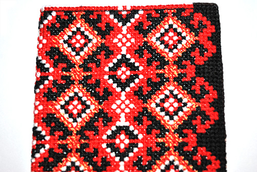 The canvas pattern on a black background