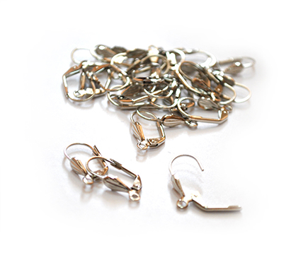 Fittings, metal, Earrings silver, 20 mm