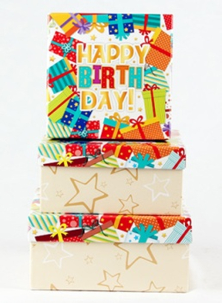 Set of gift boxes Happy birthday 2, 3 pcs. in a pack.