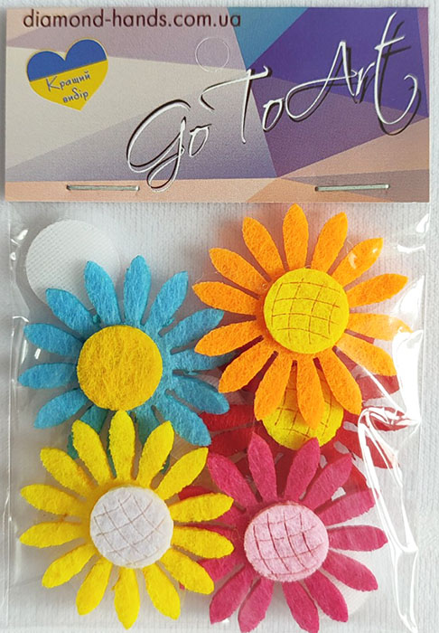 Decorative product with Velcro Daisies, 5 pcs per pack.