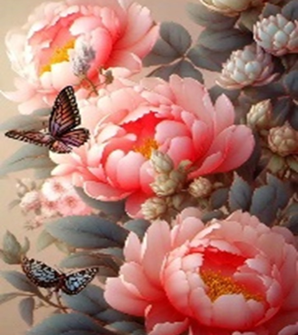 Minuet peonies. 40*50 cm. Set for creativity with rhinestones on a stretcher