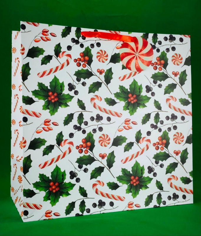 Пакет 50*50*25cм (XL) паперовий "Різдвяне гілля", 12 шт в пак.