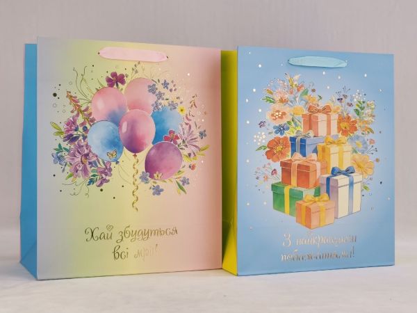 Пакет 26*31*13см (M) паперовий "Хай збудуться мрії", 12 шт в пак.