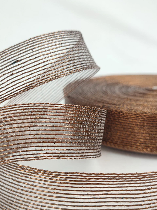 Jute ribbon 2.5cm, bronze, 50m per roll.