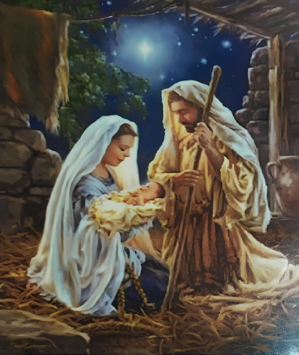 Christ was born 30 * 40 cm. A set for creativity with rhinestones on a stretcher