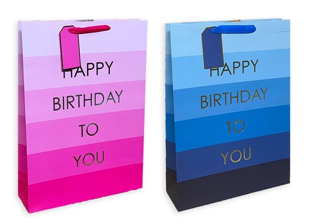 Пакет 33*45*10см паперовий "Happy birthday, мікс в уп" 6 шт в пак