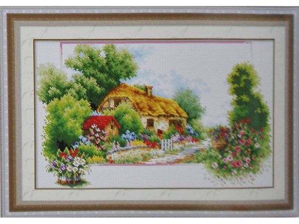 Kit embroidery cross House with flowers