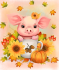 Surprise. Piglet. 23*30 cm, 5D. A set with rhinestones on a stretcher