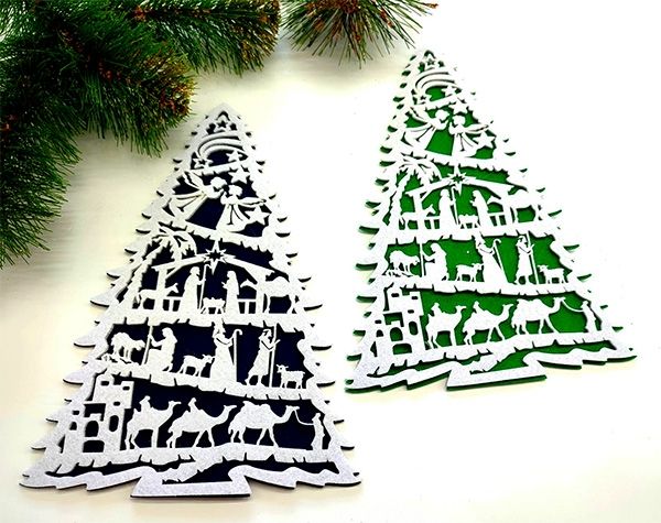 Decorative product made of felt Christmas tree, 24 cm, 2 pcs in a pack.