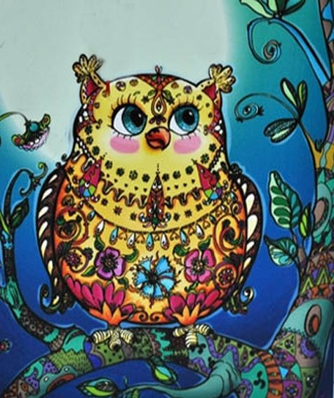Owl. Art. Balan 21*25 cm. Set for creativity with rhinestones on cardboard 5D