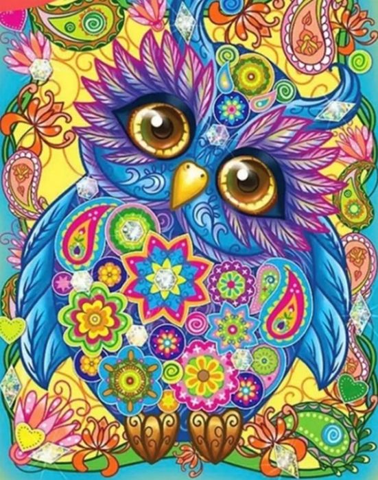 Set for creativity with rhinestones on cardboard 5D Bright owlet 21 * 25cm