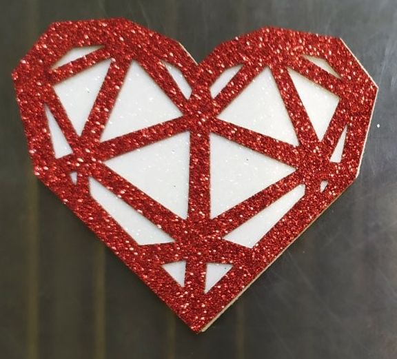 Diamond heart, 7.5 cm, white, 20 pcs in a pack. Decorative product.