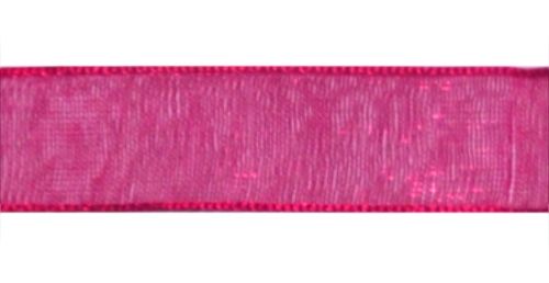 Стрічка з органзи, малинова, ширина 1,5 см; 45,7 м в рул. (28)