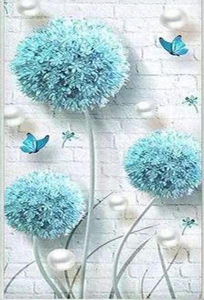 A set for creativity with rhinestones on a stretcher Azure flowers 40 * 50 cm