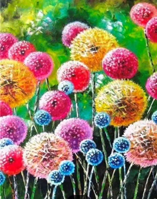 Funny dandelions 40 * 50 cm. A set for creativity with rhinestones on a stretcher